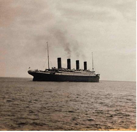 Photo:  The last photograph of the Titanic afloat